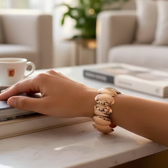 Milor Gold Disc Links Clasp Closure lightweight Bracelet - Picture 1 of 4